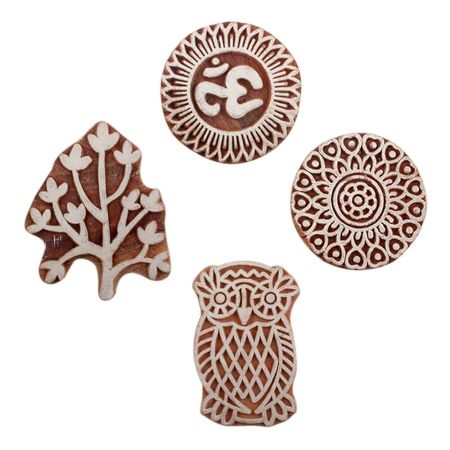 Set of 4 Piece New Mix Wooden Printing Block